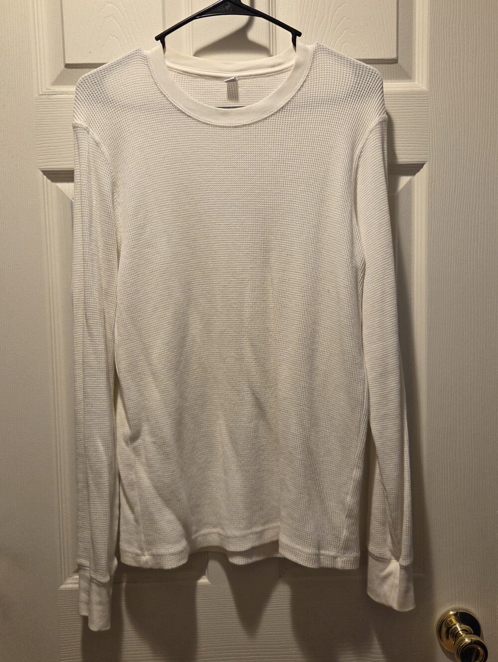 Uniqlo Men's Waffle Crew Neck Shirt Long Sleeve White Small Cotton Blend - Picture 1 of 6